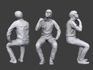 lowpoly people sitting pack vol 5 3D Model