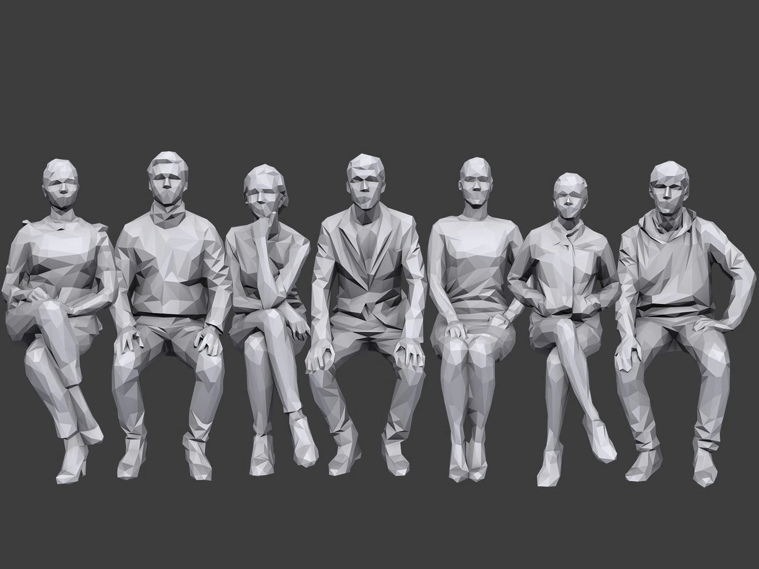lowpoly people sitting pack vol 6 3D Model .c4d .max .obj .3ds .fbx .stl .blend 