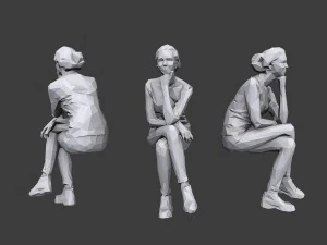 lowpoly people sitting pack vol 6 3D Model