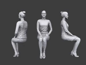 lowpoly people sitting pack vol 6 3D Model