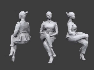 lowpoly people sitting pack vol 6 3D Model