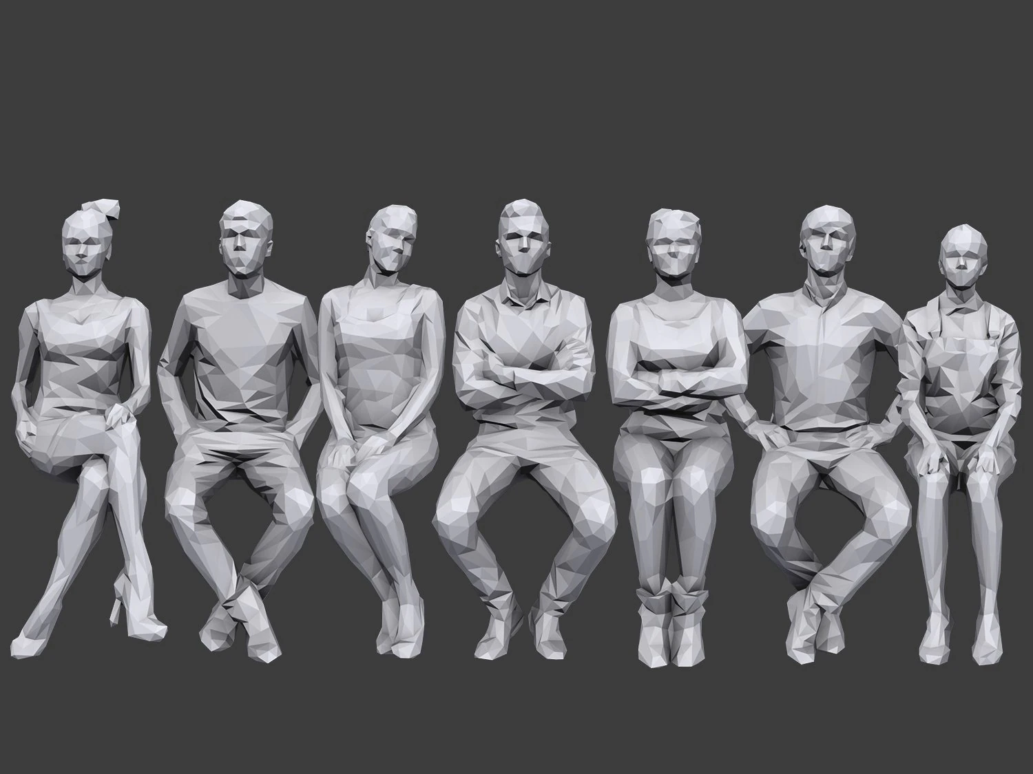 lowpoly people sitting pack vol 7 3D Model .c4d .max .obj .3ds .fbx .stl .blend