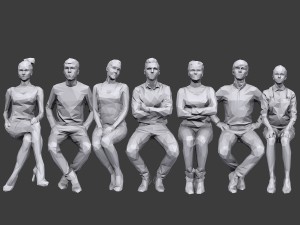 lowpoly people sitting pack vol 7 3Dモデル