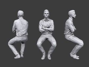 lowpoly people sitting pack vol 7 Model 3D