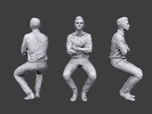 lowpoly people sitting pack vol 7 3D Model