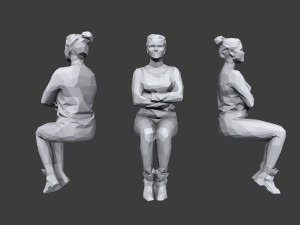 lowpoly people sitting pack vol 7 Model 3D