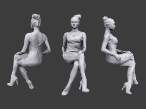 lowpoly people sitting pack vol 7 Model 3D