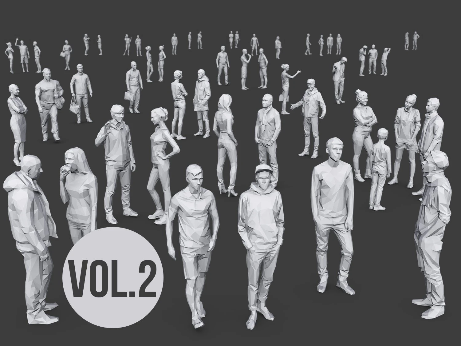 complete lowpoly people pack vol 2 3D Model .c4d .max .obj .3ds .fbx .stl .blend 