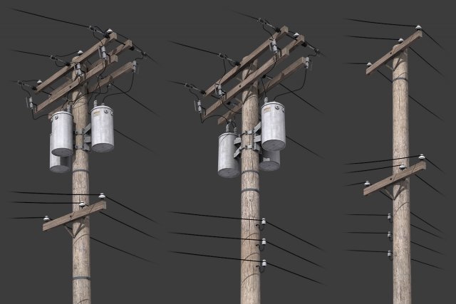 telegraph pole Model 3D .c4d .max .obj .3ds .fbx .stl .blend 