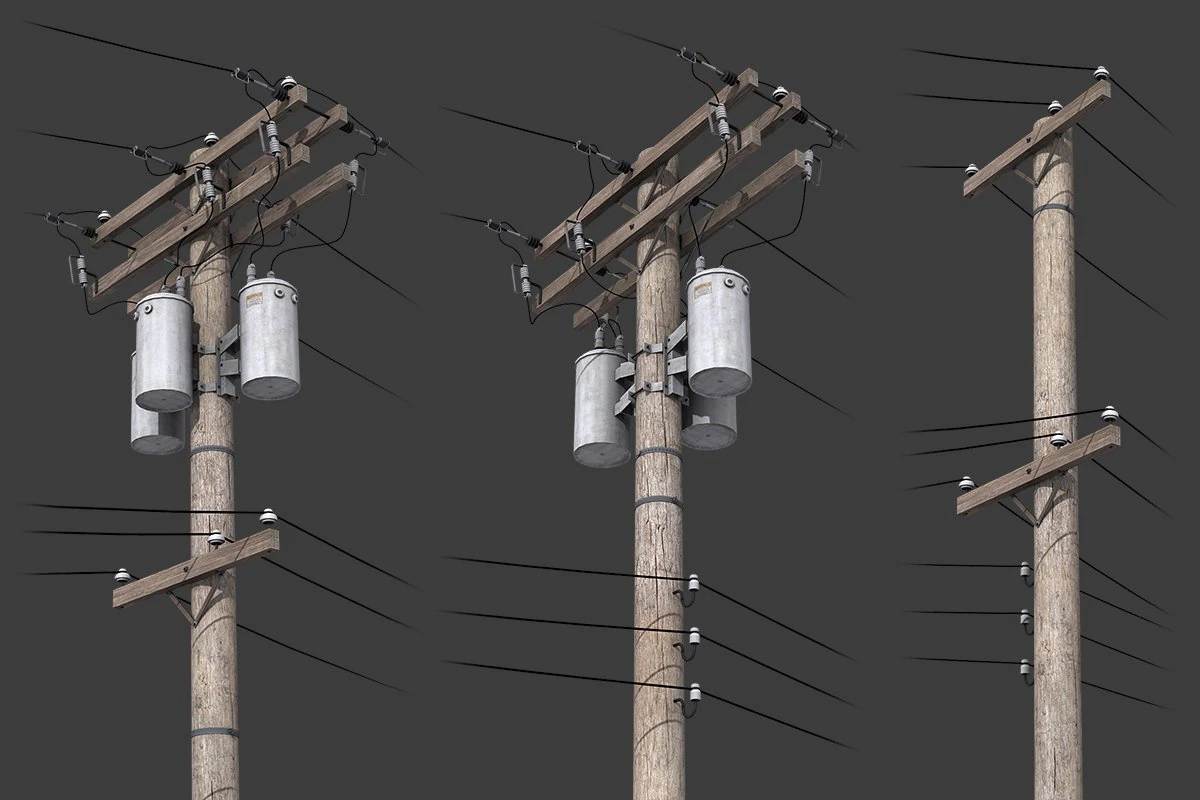 telegraph pole 3D Model .c4d .max .obj .3ds .fbx .stl .blend