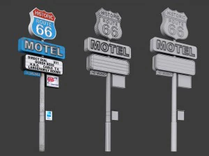 historic route 66 motel sign 3D Model