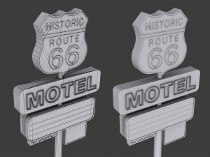 historic route 66 motel sign Modello 3D