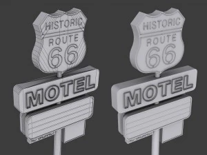 historic route 66 motel sign 3D Model
