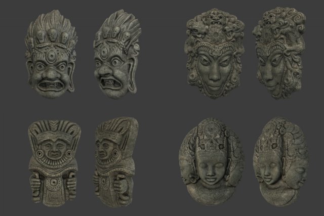 tribal masks pack 3D मॉडल .c4d .max .obj .3ds .fbx .stl .blend 