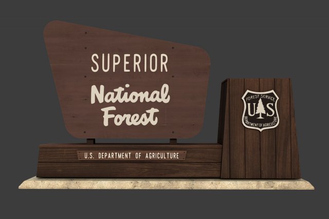 national forest sign 3D Модель .c4d .max .obj .3ds .fbx .stl .blend 