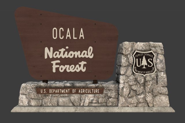 national forest stone sign 3D Model .c4d .max .obj .3ds .fbx .stl .blend 