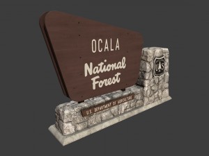 national forest stone sign 3D Model