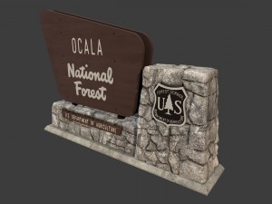national forest stone sign 3D Model
