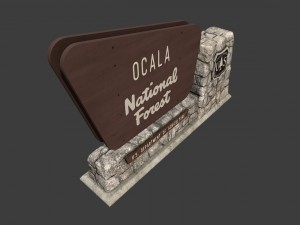 national forest stone sign 3D Model