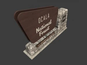 national forest stone sign 3D Model