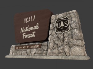 national forest stone sign 3D Model