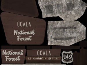 national forest stone sign 3D Model
