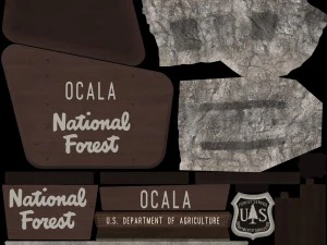 national forest stone sign 3D Model