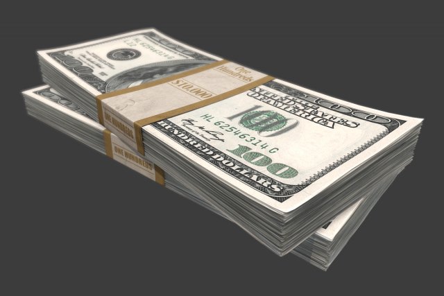 dollar stack 3D Model .c4d .max .obj .3ds .fbx .stl .blend 
