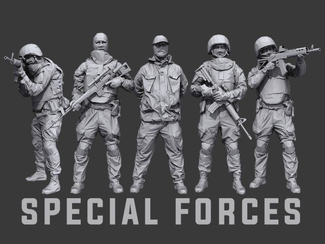 lowpoly special forces pack 3Dモデル .c4d .max .obj .3ds .fbx .stl .blend 