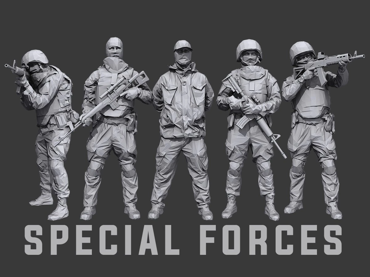 lowpoly special forces pack 3D Model .c4d .max .obj .3ds .fbx .stl .blend 