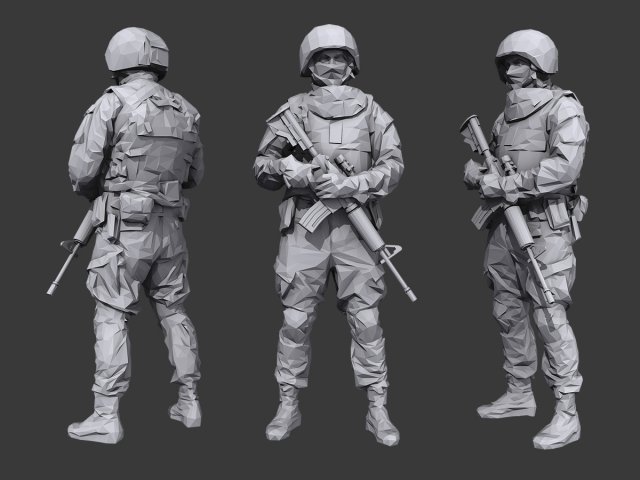 3D model Sci-fi Soldier Combat Suit VR / AR / low-poly