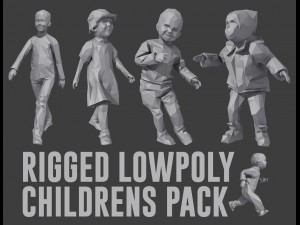 rigged lowpoly childrens pack 3Dモデル