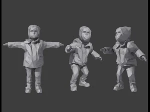 rigged lowpoly childrens pack 3D Model
