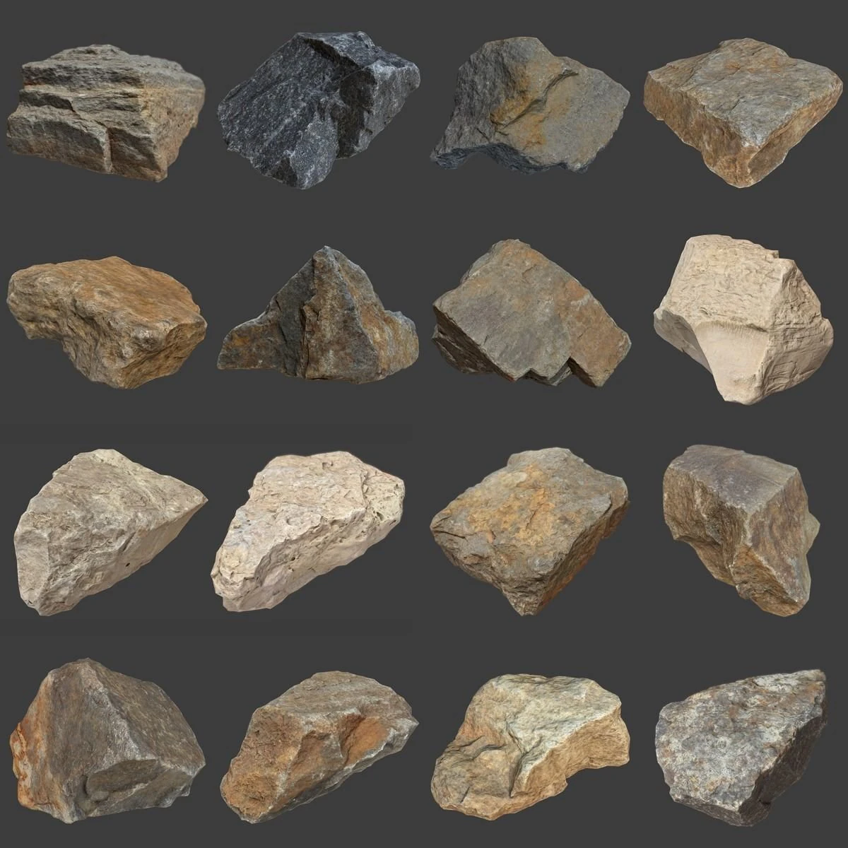 stones pack volume 3 3D Model .c4d .max .obj .3ds .fbx .stl .blend 