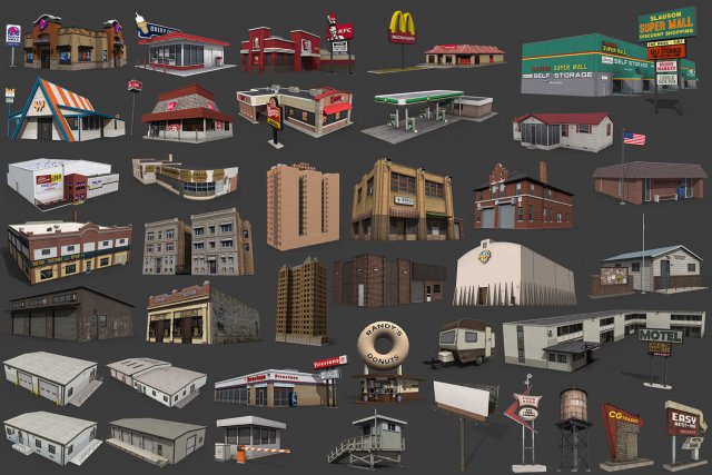 city buildings pack Modèle 3D .c4d .max .obj .3ds .fbx .stl .blend 