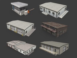 industrial buildings pack 3D Model