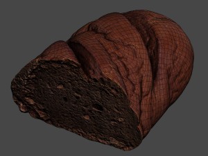 brown loaf of bread cut 3D Model