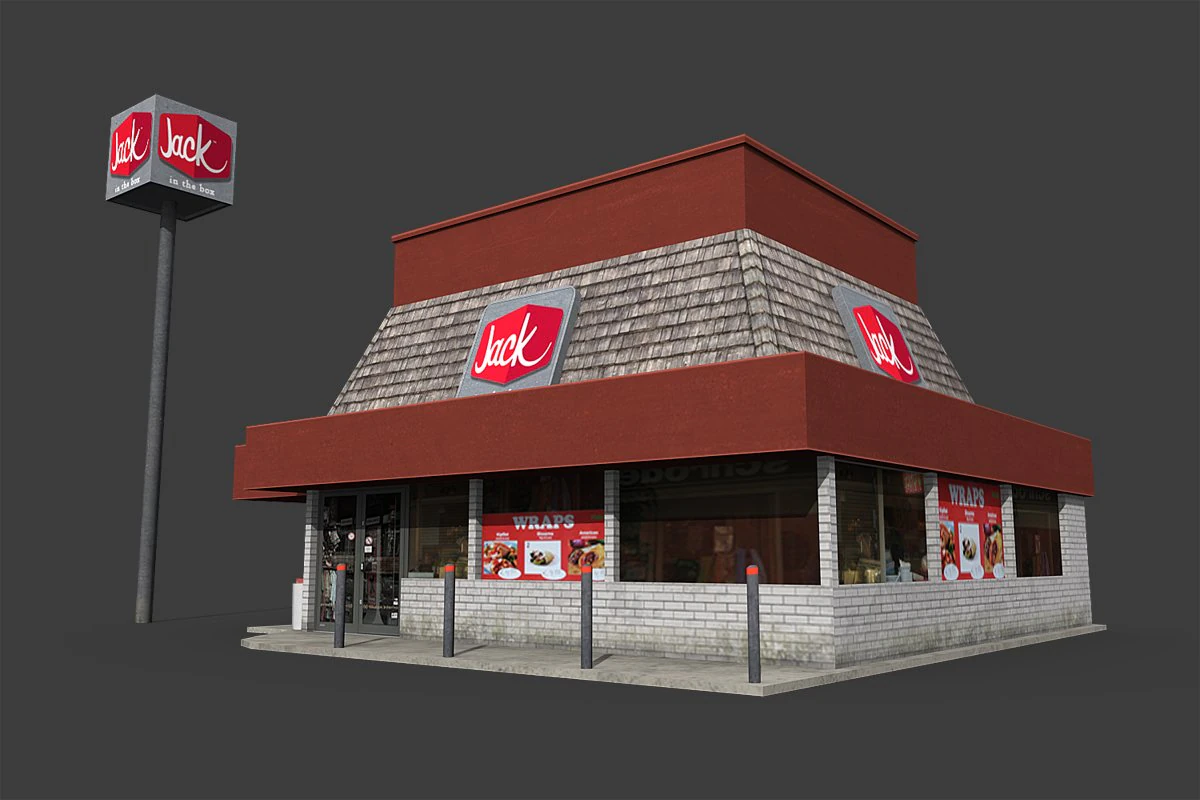 jack in the box restaurant 3D Model .c4d .max .obj .3ds .fbx .stl .blend 