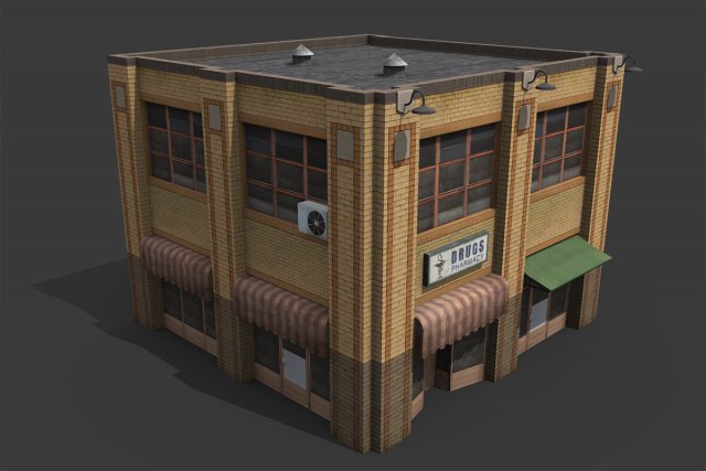 old drug store 3D Model .c4d .max .obj .3ds .fbx .stl .blend 