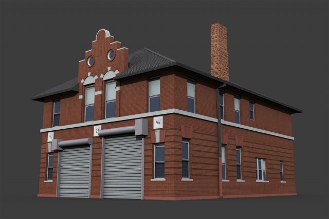 fire department building Modelo 3D .c4d .max .obj .3ds .fbx .stl .blend 