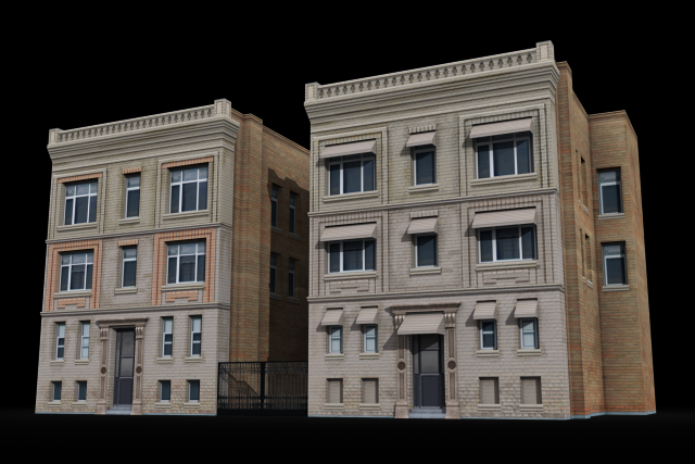 two downtown buildings 3D Model .c4d .max .obj .3ds .fbx .stl .blend 