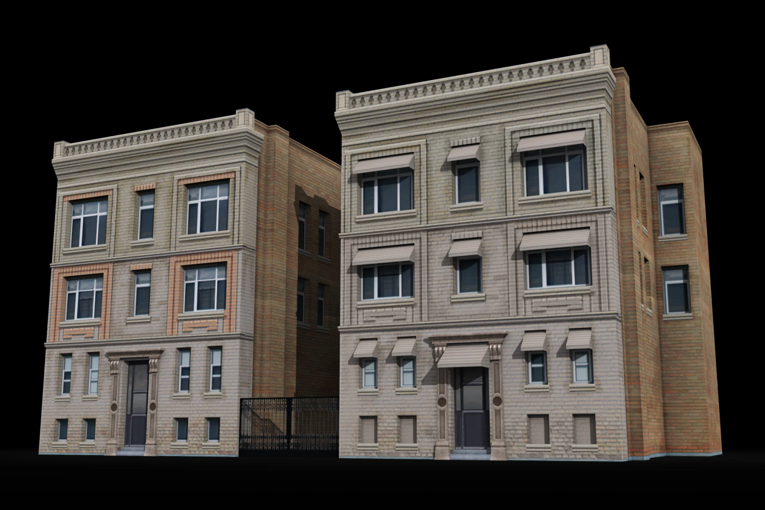 two downtown buildings 3D Model .c4d .max .obj .3ds .fbx .stl .blend 