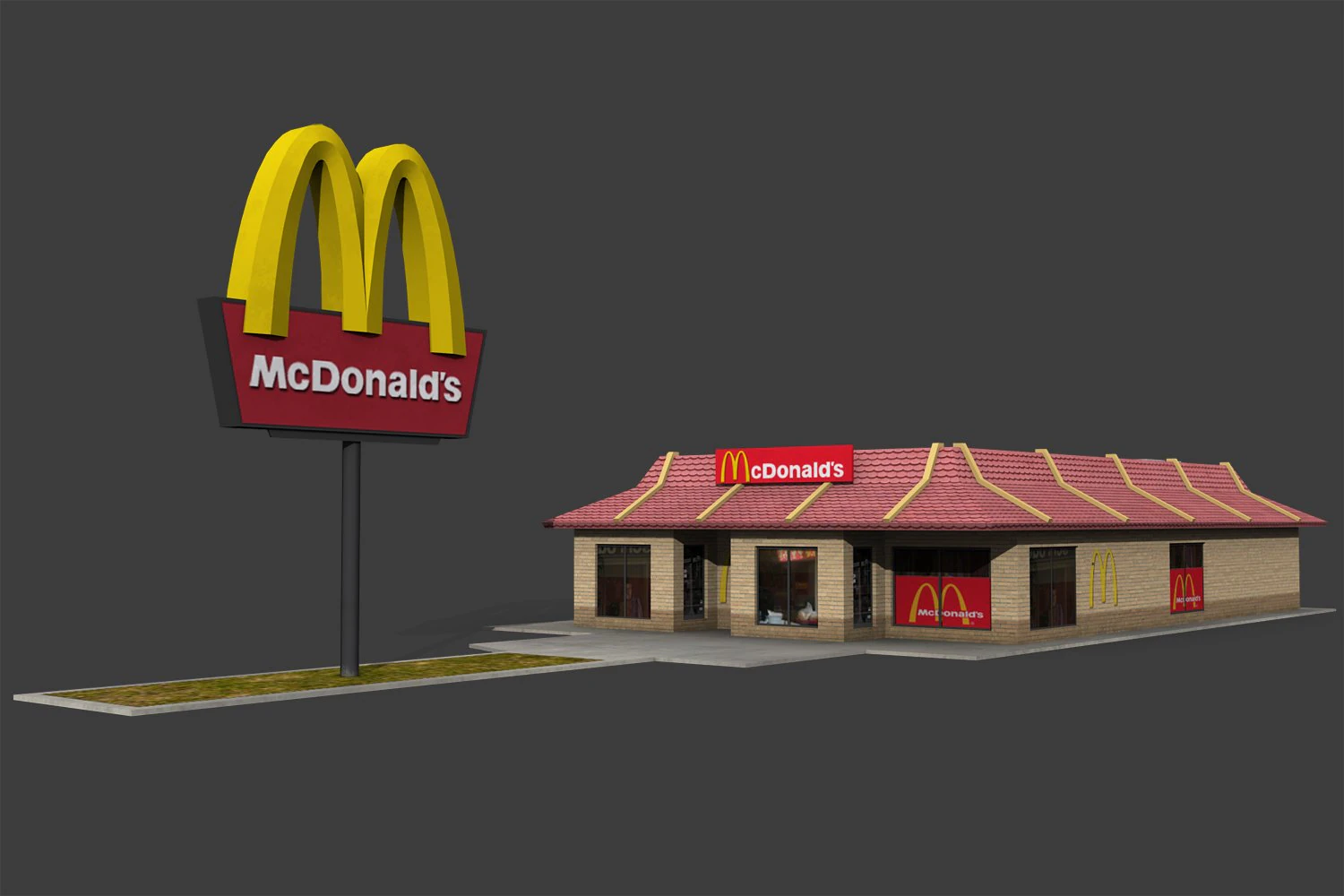 mcdonalds restaurant 3D Model .c4d .max .obj .3ds .fbx .stl .blend 
