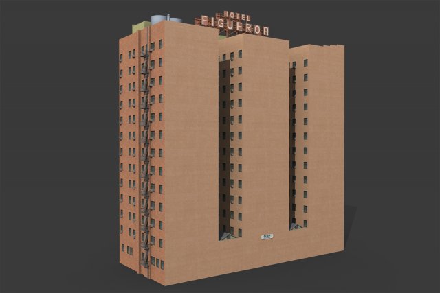 figueroa hotel building 3D Model .c4d .max .obj .3ds .fbx .stl .blend 