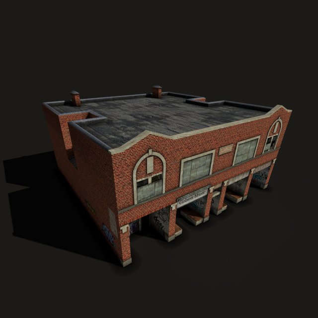 derelict brick house Modelo 3D .c4d .max .obj .3ds .fbx .stl .blend 