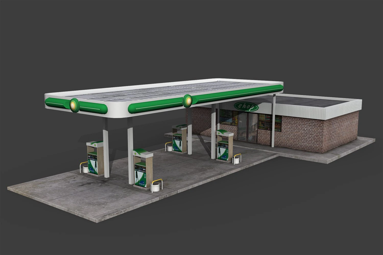 gas station 3D Model .c4d .max .obj .3ds .fbx .stl .blend