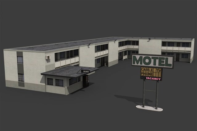 motel building 3D Model .c4d .max .obj .3ds .fbx .stl .blend 