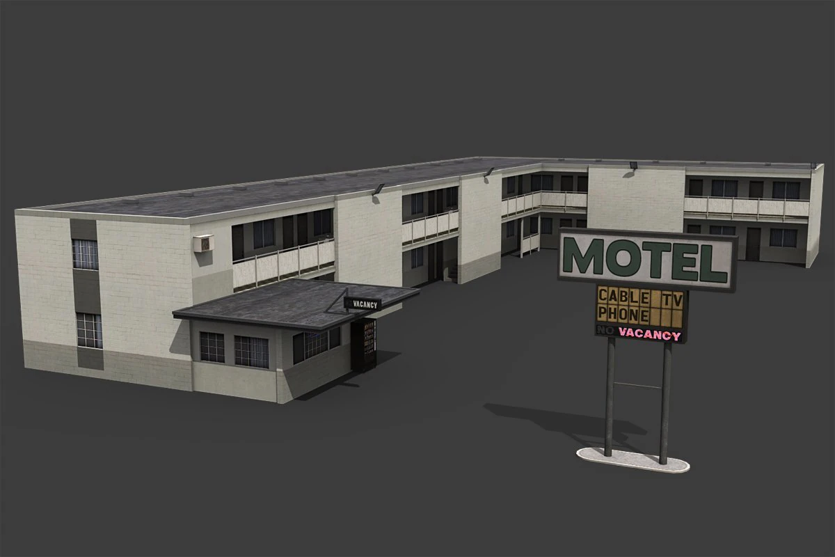motel building 3D Model .c4d .max .obj .3ds .fbx .stl .blend 