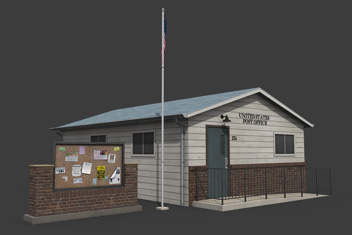Suburban Post Office 3d Model In Buildings 3dexport