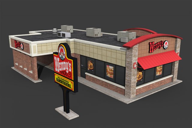 wendys restaurant Model 3D .c4d .max .obj .3ds .fbx .stl .blend 